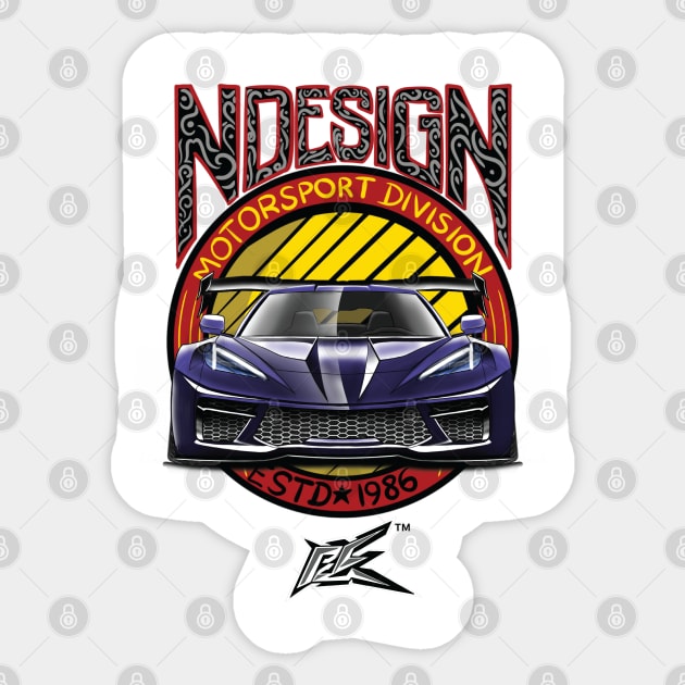 corvette c8 stingray widebody violet Sticker by naquash